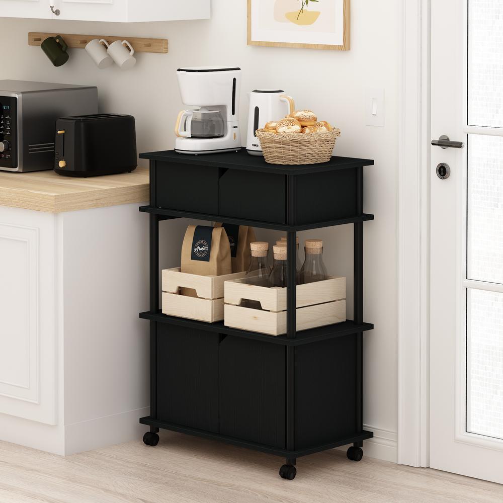 Furinno Turn-N-Tube Toolless Storage Cart with Cabinet, Americano/Black. Picture 6