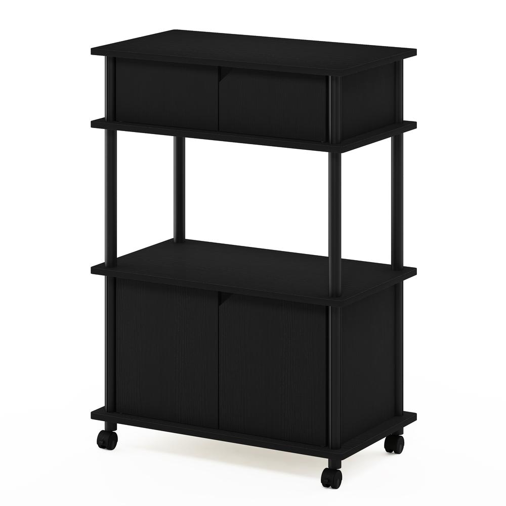 Furinno Turn-N-Tube Toolless Storage Cart with Cabinet, Americano/Black. Picture 1
