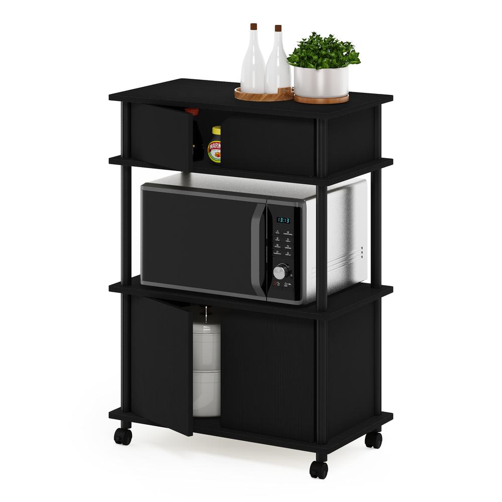 Furinno Turn-N-Tube Toolless Storage Cart with Cabinet, Americano/Black. Picture 4