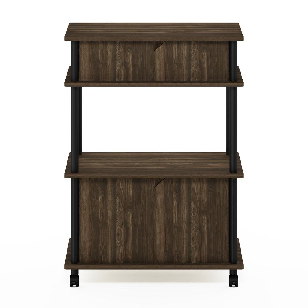 Furinno Turn-N-Tube Toolless Storage Cart with Cabinet, Columbia Walnut/Black. Picture 3