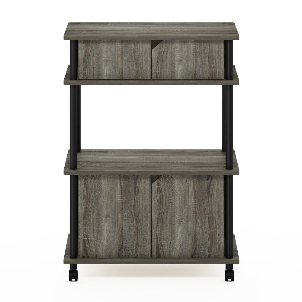 Furinno Turn-N-Tube Toolless Storage Cart with Cabinet, French Oak Grey/Black. Picture 3