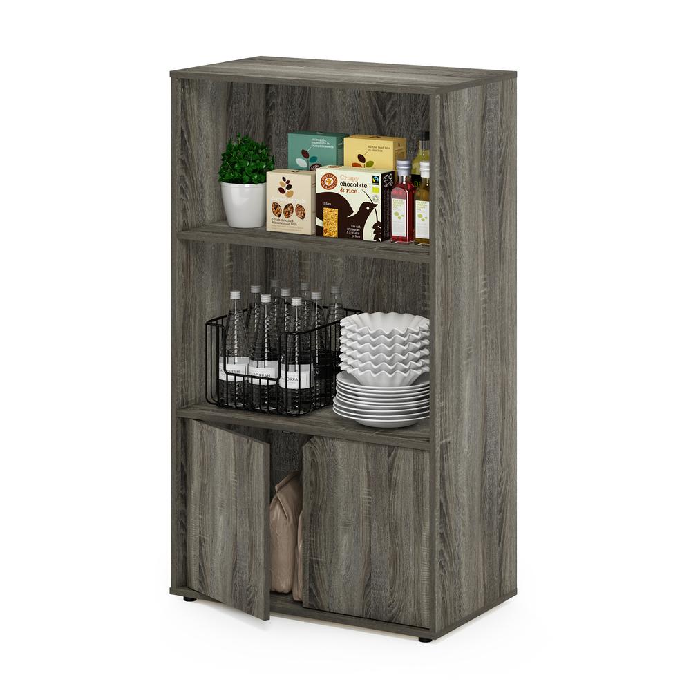 Furinno JAYA Kitchen Storage Shelf with Cabinet, French Oak Grey. Picture 4