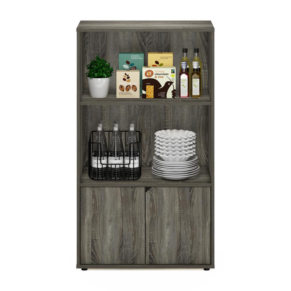 Furinno JAYA Kitchen Storage Shelf with Cabinet, French Oak Grey. Picture 5