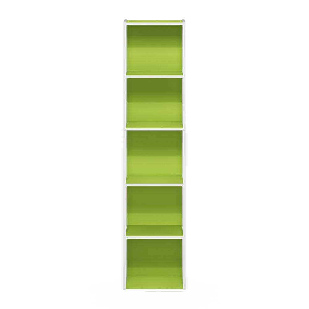 Furinno Pasir 5-Tier Open Shelf Bookcase, Green/White. Picture 3