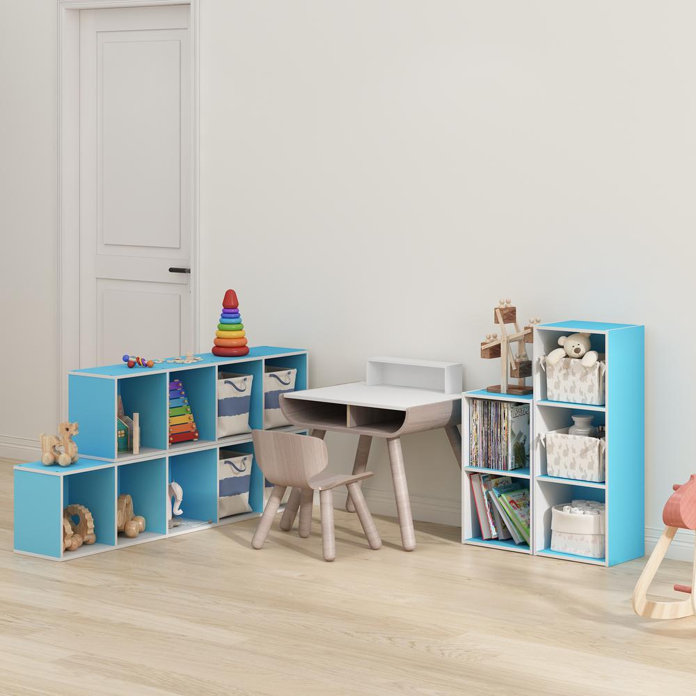 Furinno Pasir 5-Tier Open Shelf Bookcase, Light Blue/White. Picture 6