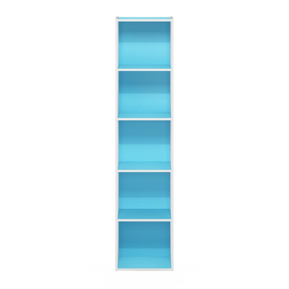 Furinno Pasir 5-Tier Open Shelf Bookcase, Light Blue/White. Picture 3