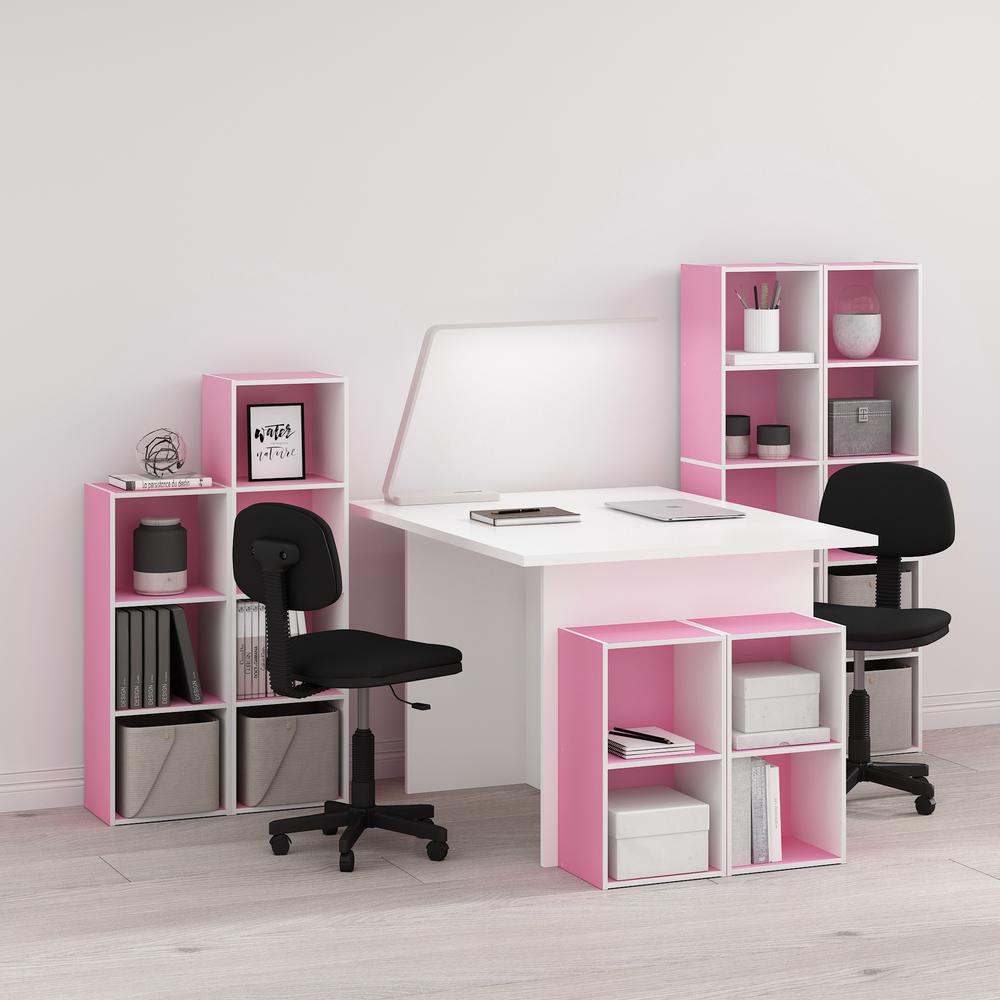 Furinno Pasir 5-Tier Open Shelf Bookcase, Pink/White. Picture 6