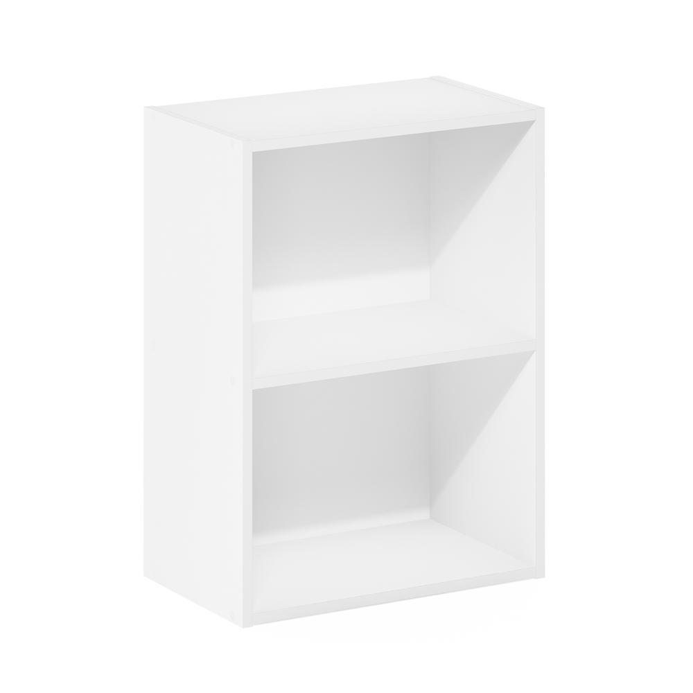 Furinno Luder 2-Tier Open Shelf Bookcase, White. Picture 1