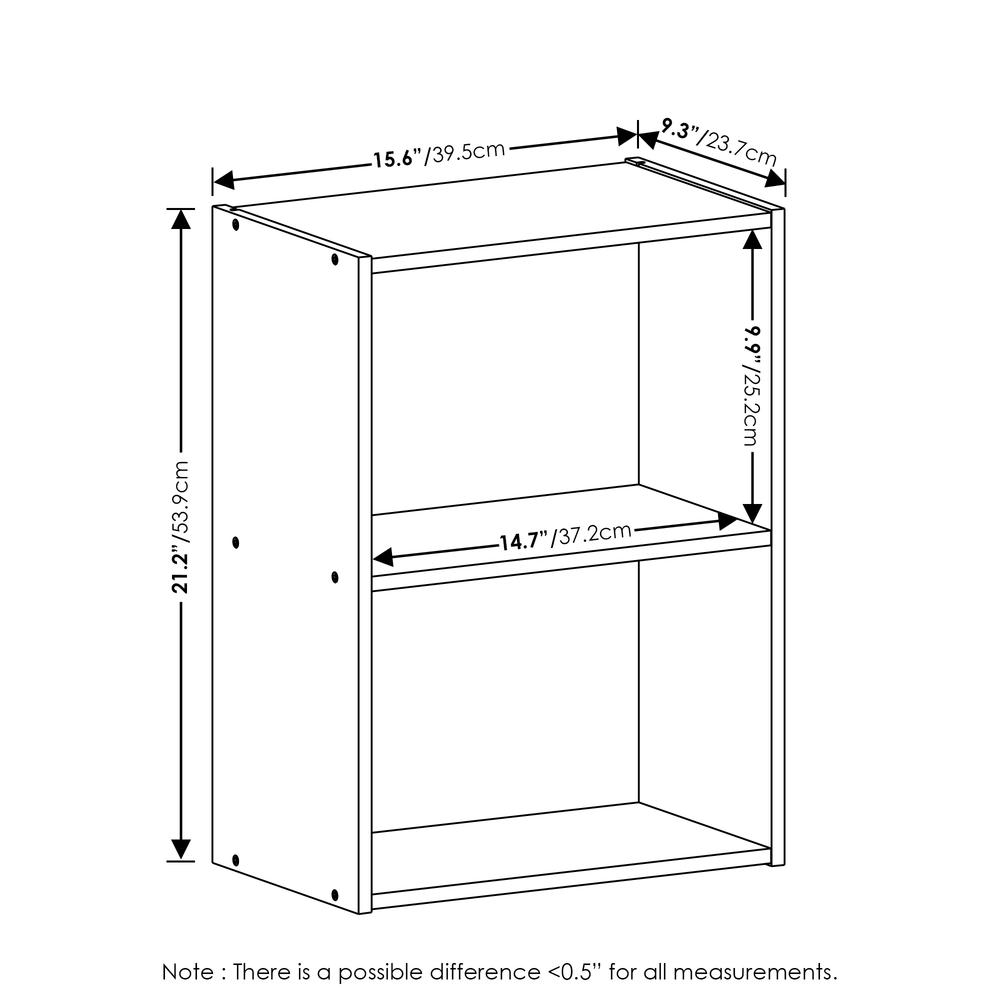 Furinno Luder 2-Tier Open Shelf Bookcase, White. Picture 2