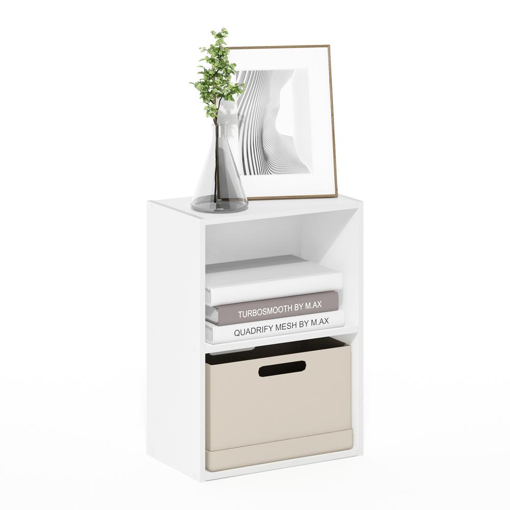Furinno Luder 2-Tier Open Shelf Bookcase, White. Picture 4