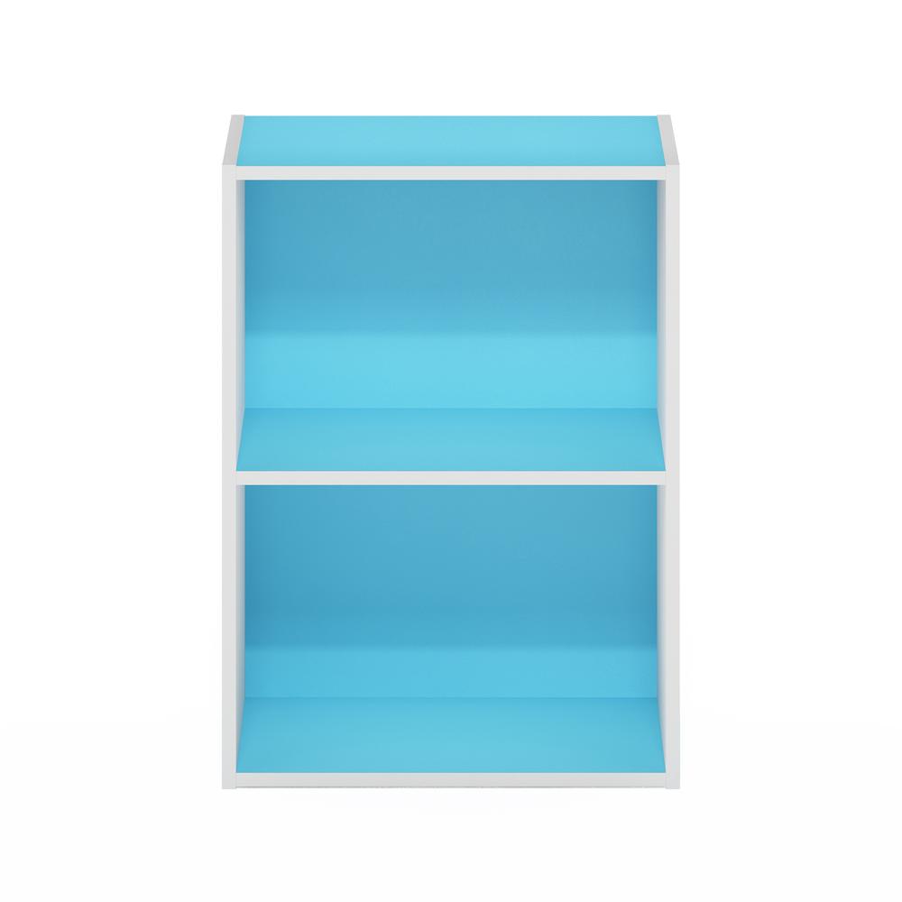 Furinno Luder 2-Tier Open Shelf Bookcase, Light Blue/White. Picture 3