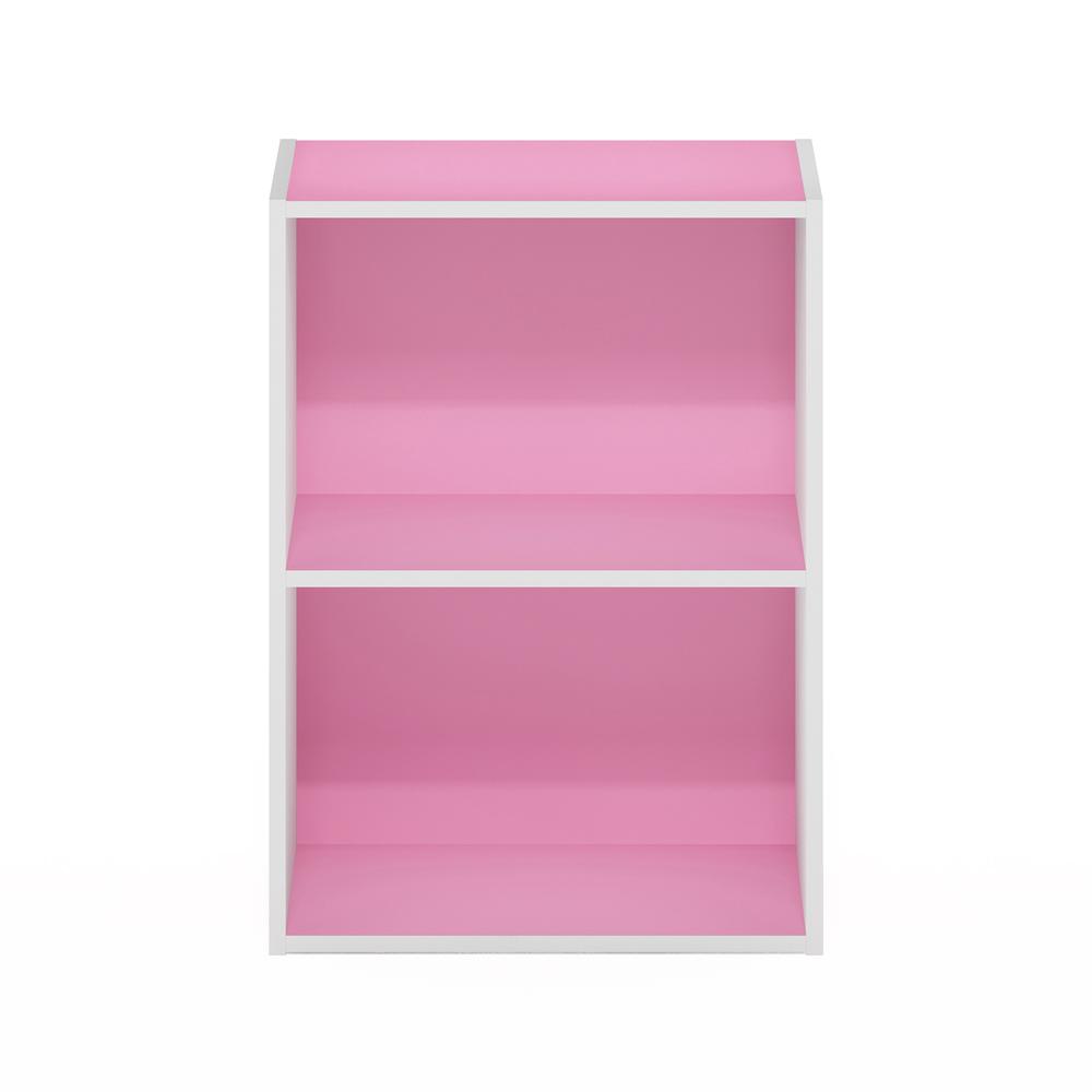 Furinno Luder 2-Tier Open Shelf Bookcase, Pink/White. Picture 3