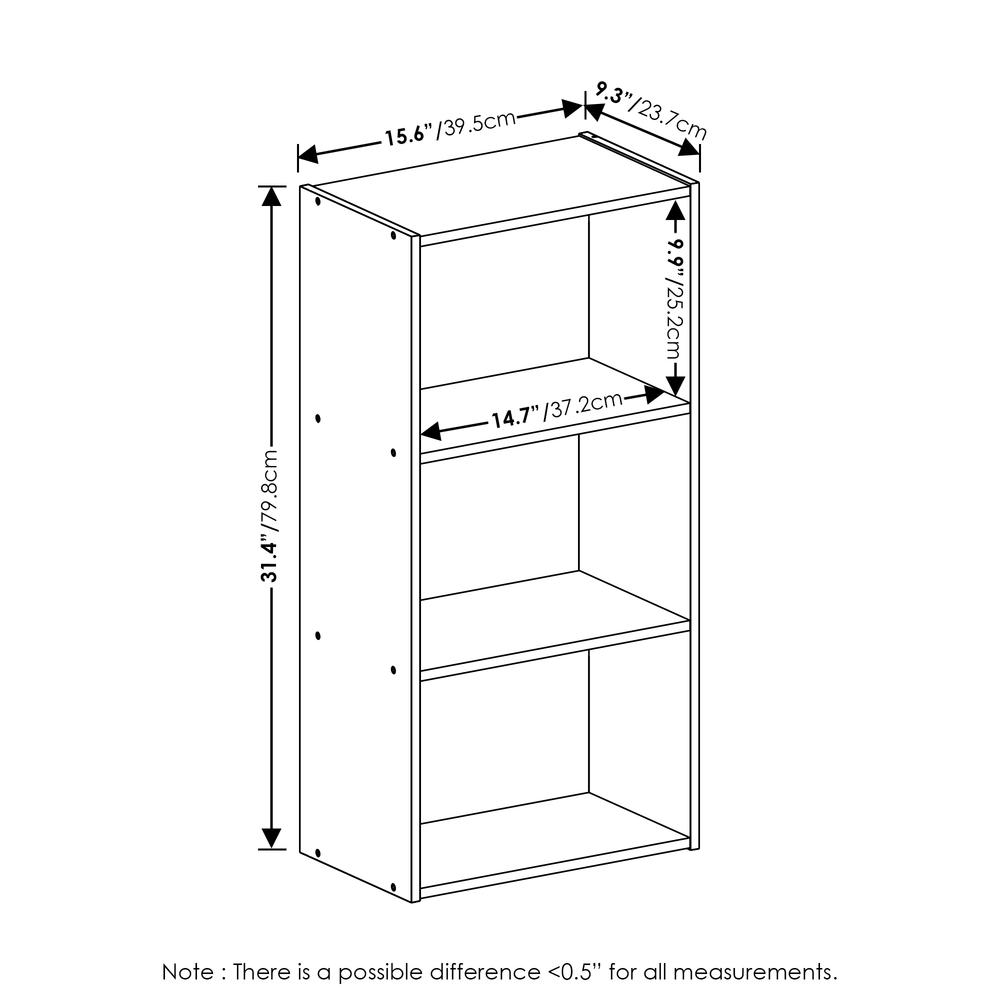 Furinno Luder 3-Tier Open Shelf Bookcase, French Oak. Picture 2