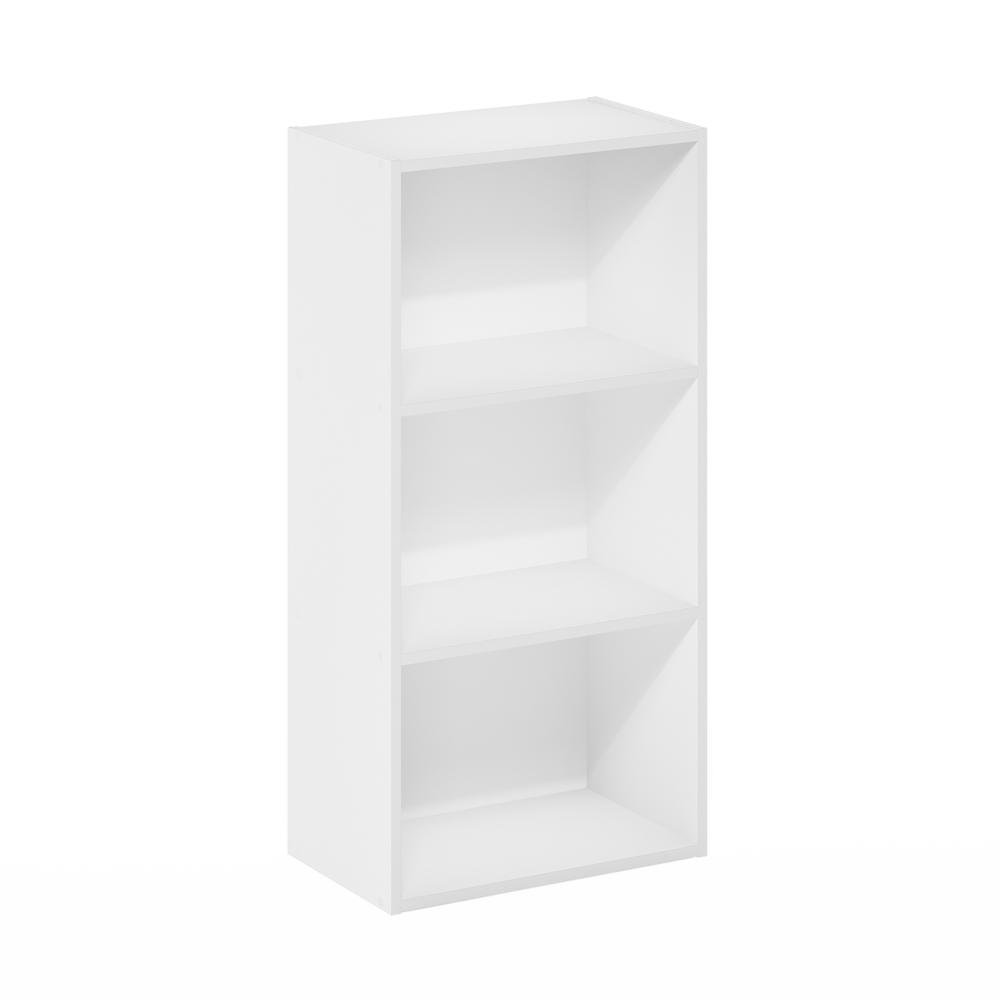 Furinno Luder 3-Tier Open Shelf Bookcase, White. Picture 1