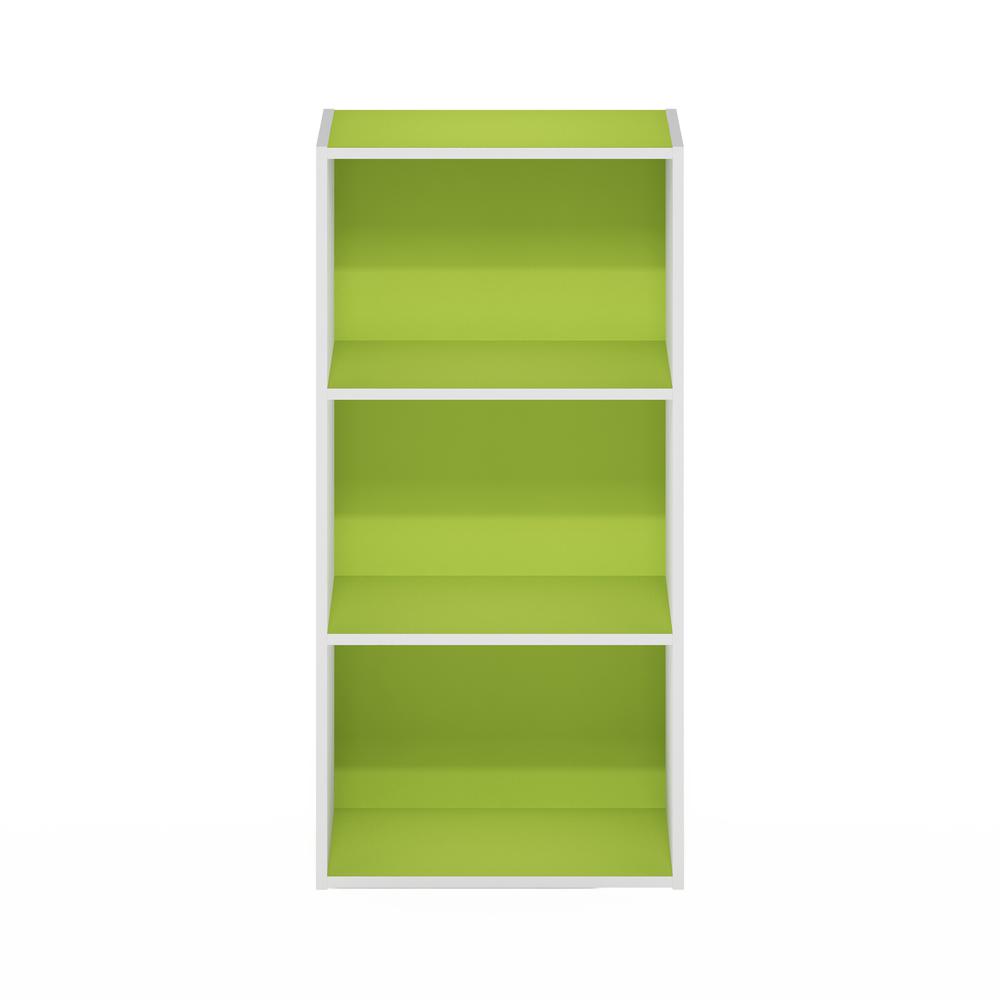 Furinno Luder 3-Tier Open Shelf Bookcase, Green/White. Picture 3