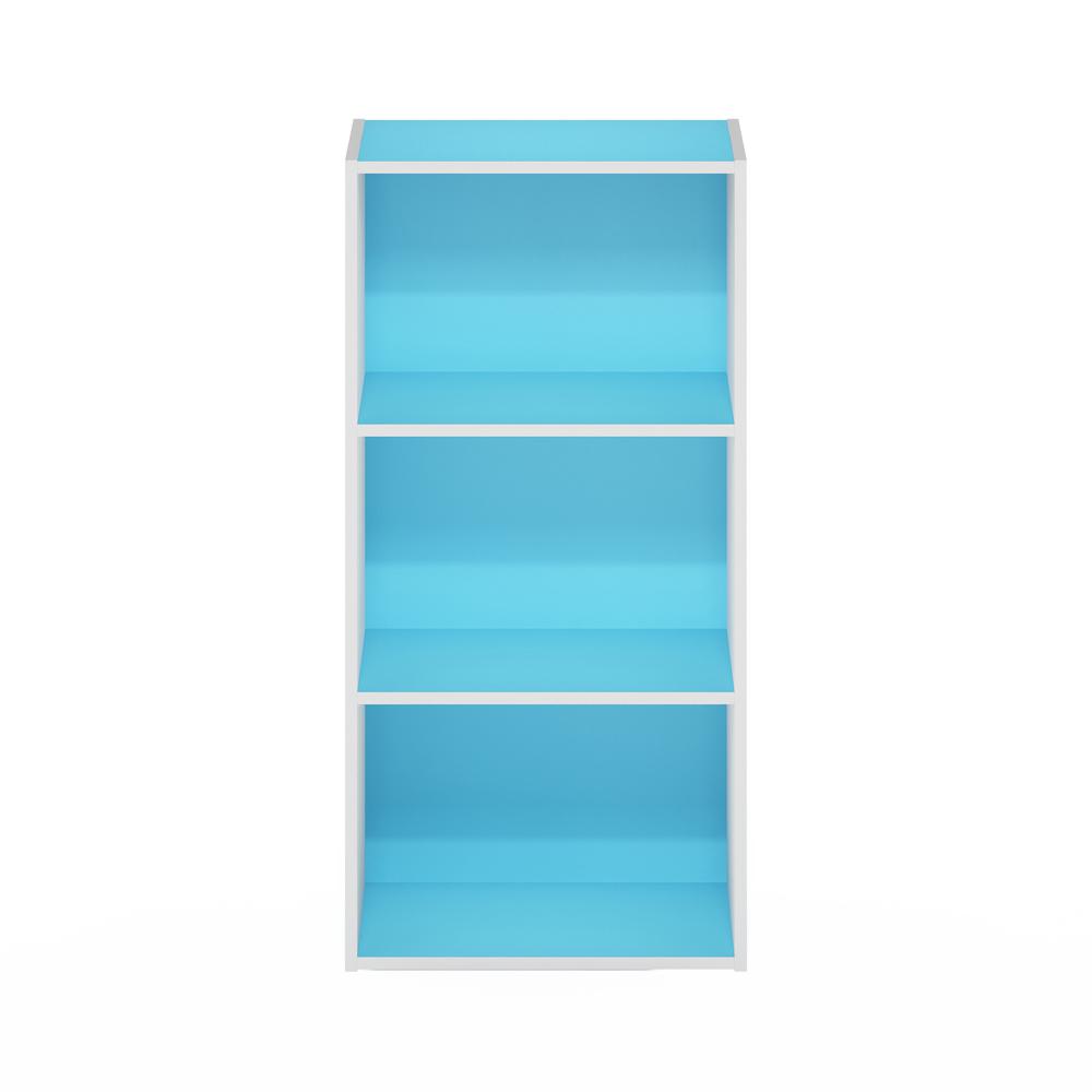 Furinno Luder 3-Tier Open Shelf Bookcase, Light Blue/White. Picture 3