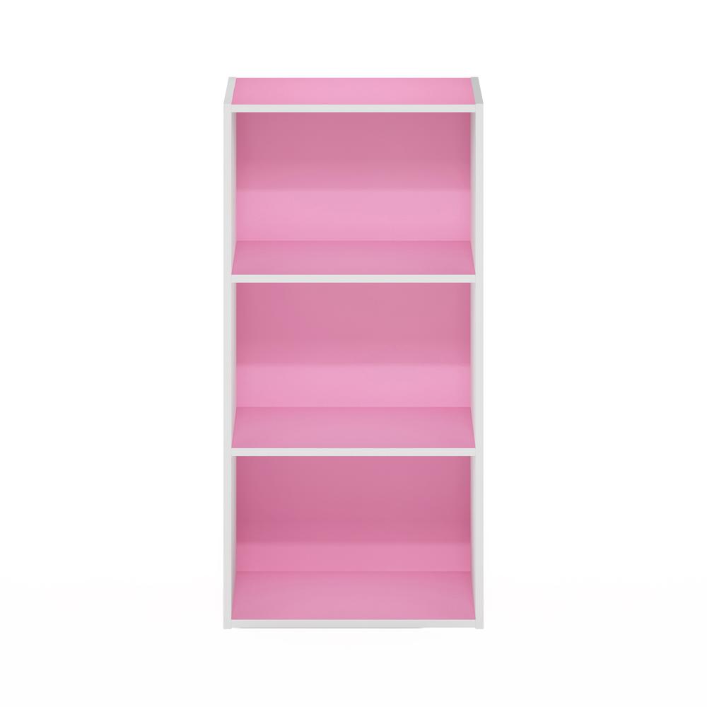 Furinno Luder 3-Tier Open Shelf Bookcase, Pink/White. Picture 3