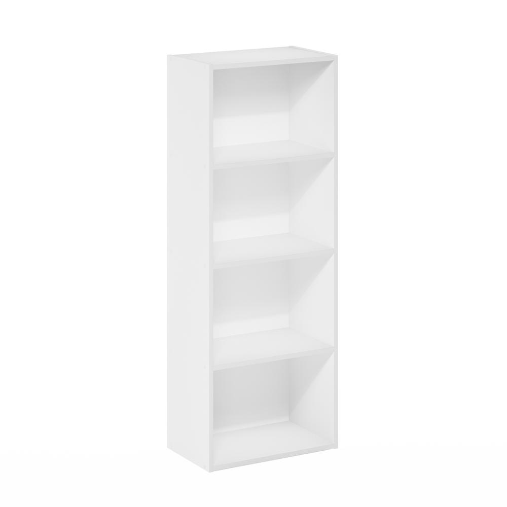 Furinno Luder 4-Tier Open Shelf Bookcase, White. Picture 1