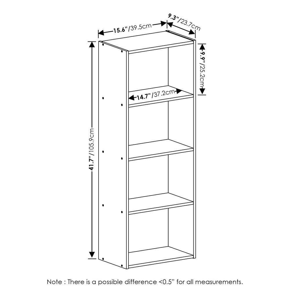 Furinno Luder 4-Tier Open Shelf Bookcase, White. Picture 2