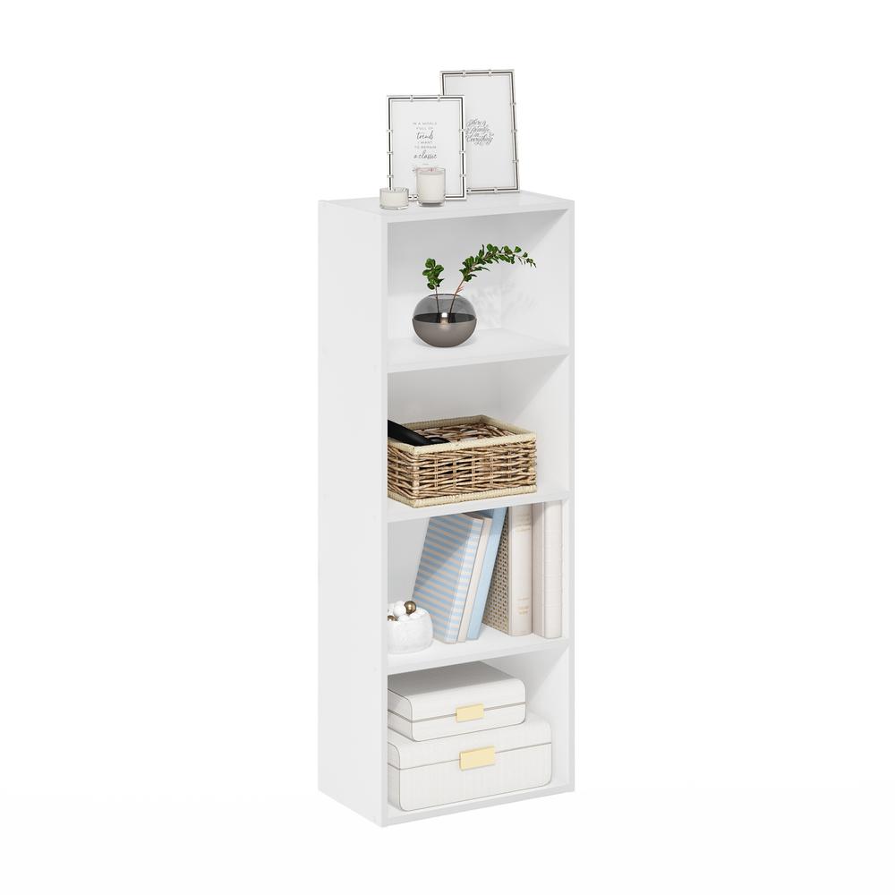 Furinno Luder 4-Tier Open Shelf Bookcase, White. Picture 4