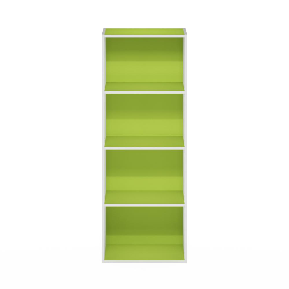 Furinno Luder 4-Tier Open Shelf Bookcase, Green/White. Picture 3