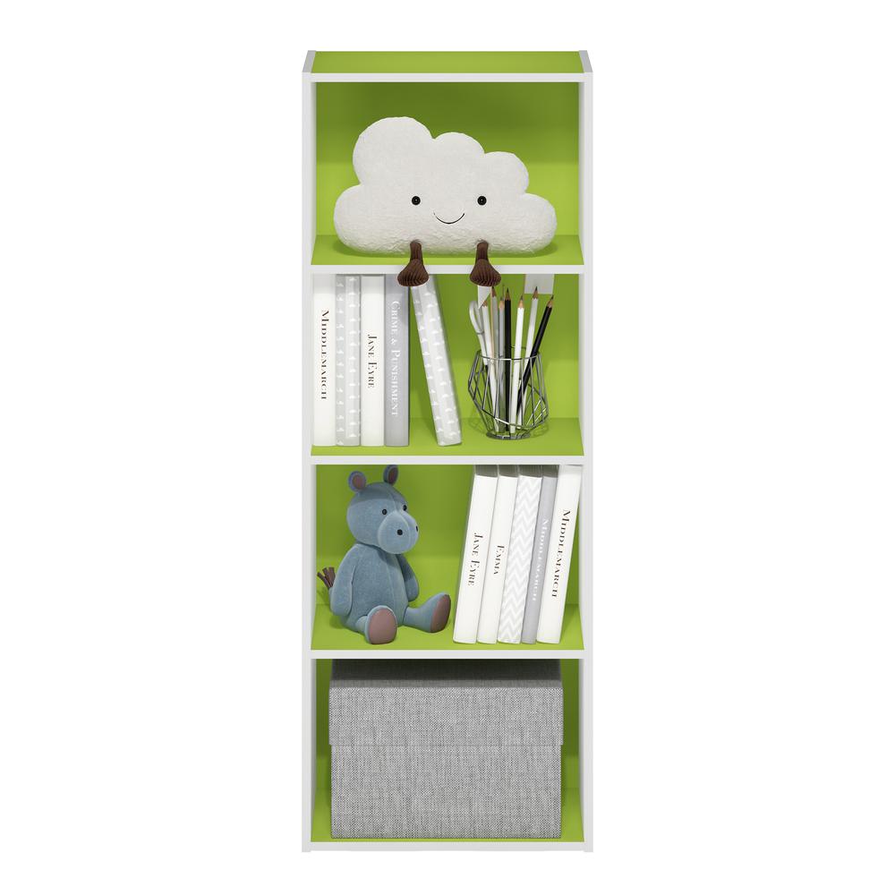Furinno Luder 4-Tier Open Shelf Bookcase, Green/White. Picture 5
