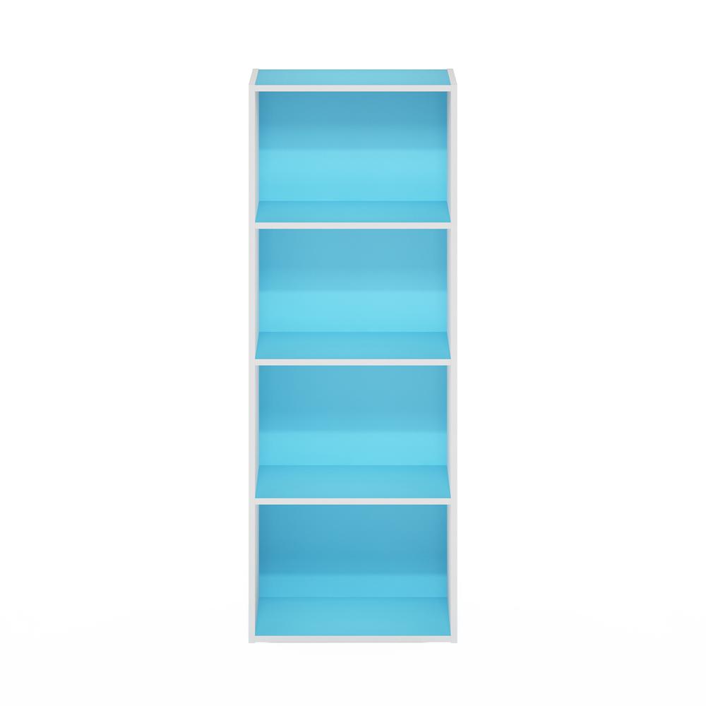 Furinno Luder 4-Tier Open Shelf Bookcase, Light Blue/White. Picture 3