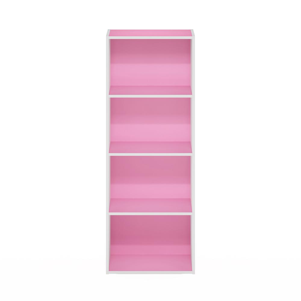 Furinno Luder 4-Tier Open Shelf Bookcase, Pink/White. Picture 3