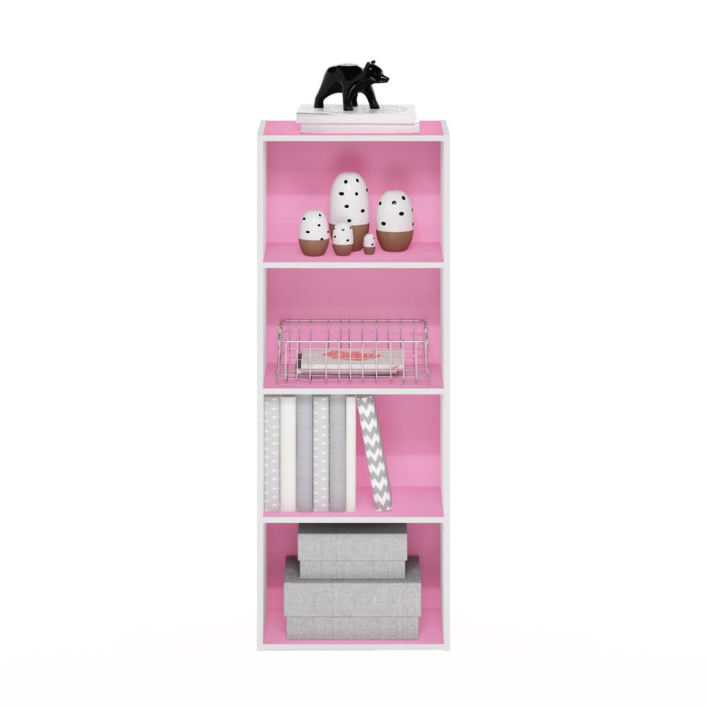 Furinno Luder 4-Tier Open Shelf Bookcase, Pink/White. Picture 5