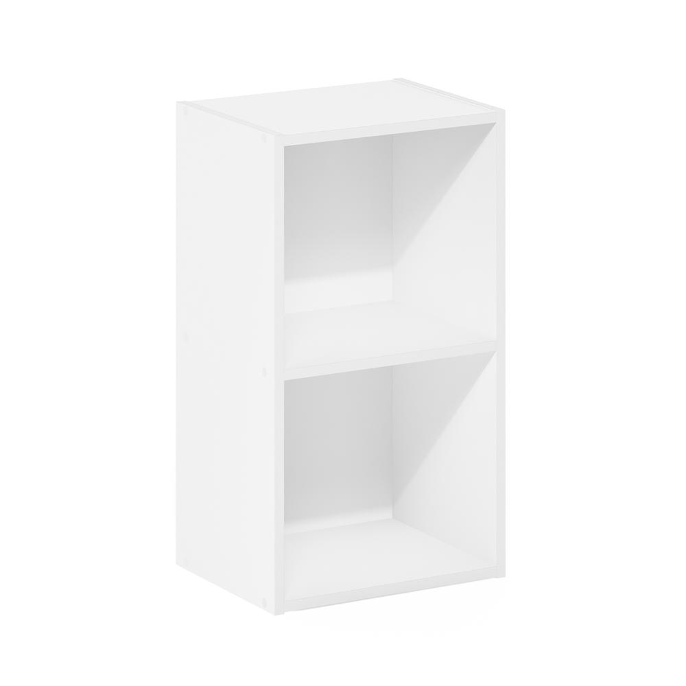 Furinno Pasir 2-Tier Open Shelf Bookcase, White. Picture 1