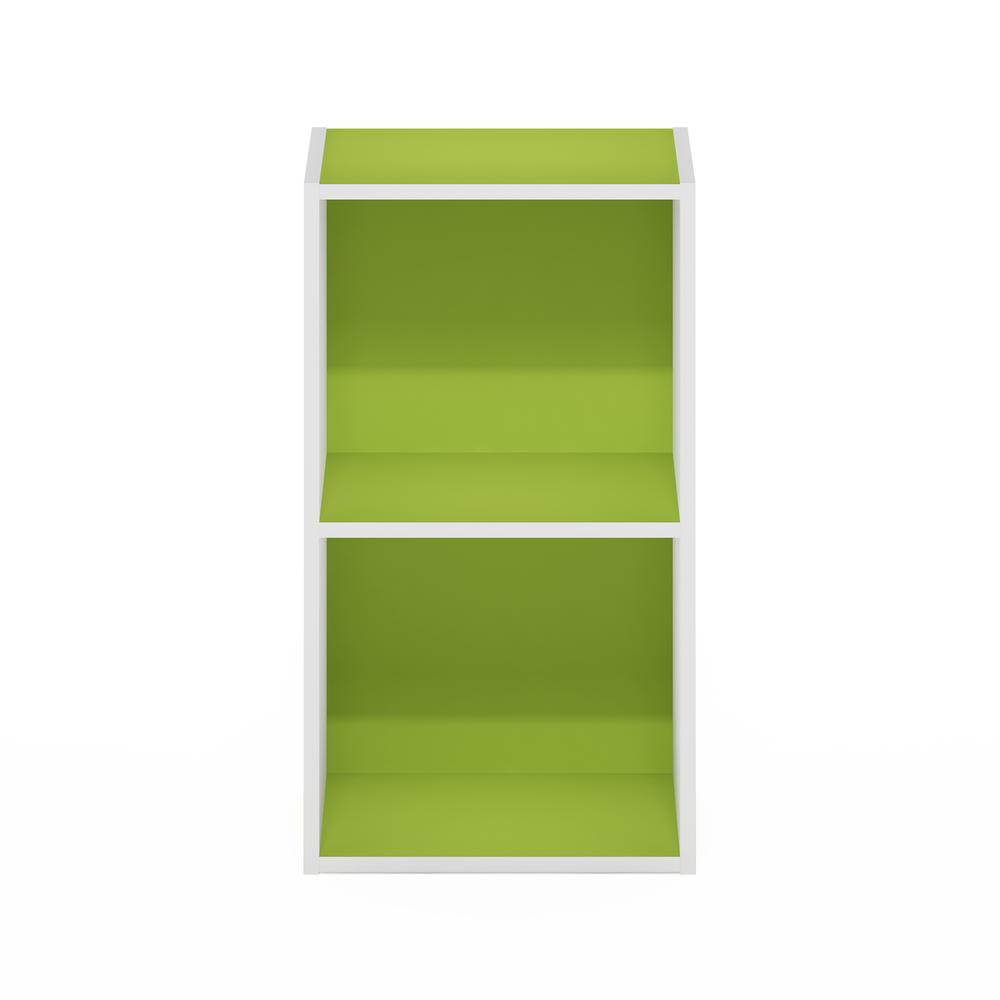 Furinno Pasir 2-Tier Open Shelf Bookcase, Green/White. Picture 3