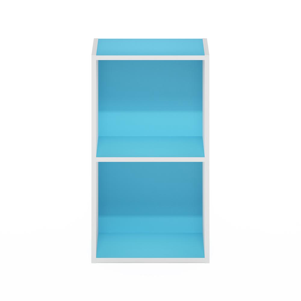 Furinno Pasir 2-Tier Open Shelf Bookcase, Light Blue/White. Picture 3