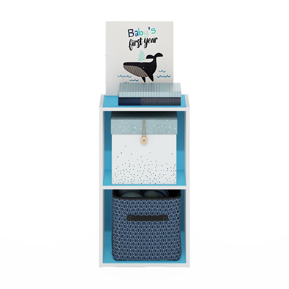Furinno Pasir 2-Tier Open Shelf Bookcase, Light Blue/White. Picture 5