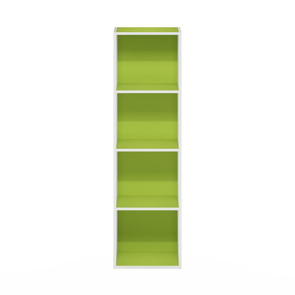 Furinno Pasir 4-Tier Open Shelf Bookcase, Green/White. Picture 3