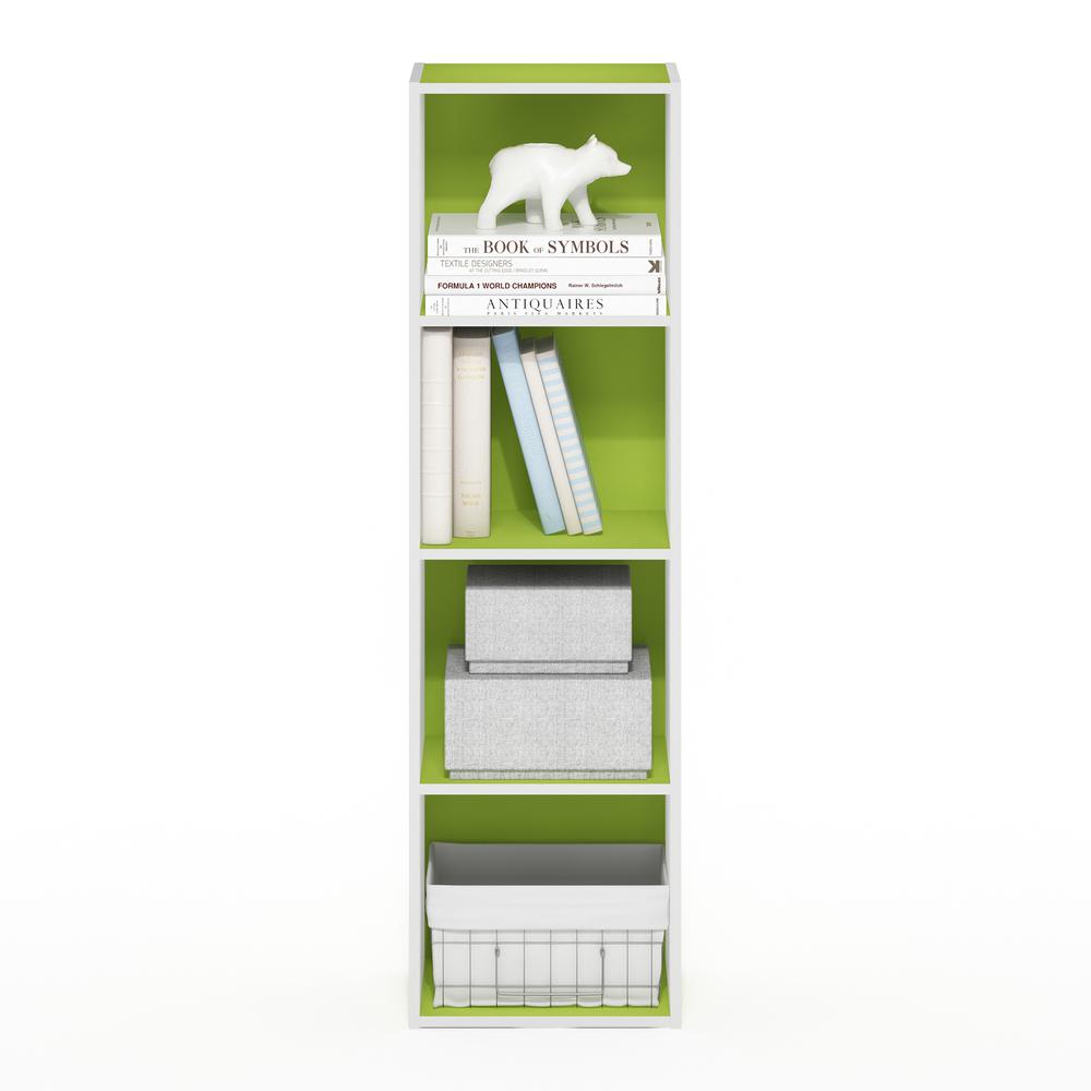 Furinno Pasir 4-Tier Open Shelf Bookcase, Green/White. Picture 5