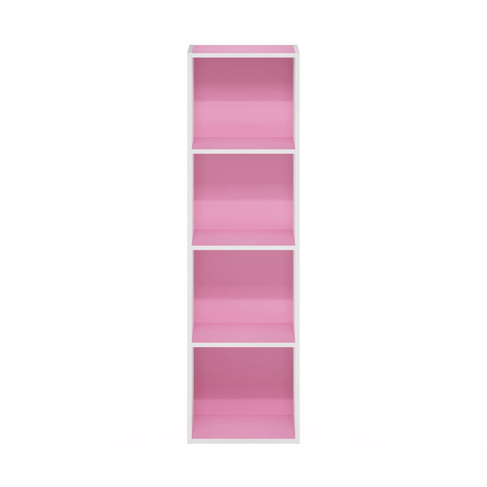 Furinno Pasir 4-Tier Open Shelf Bookcase, Pink/White. Picture 3