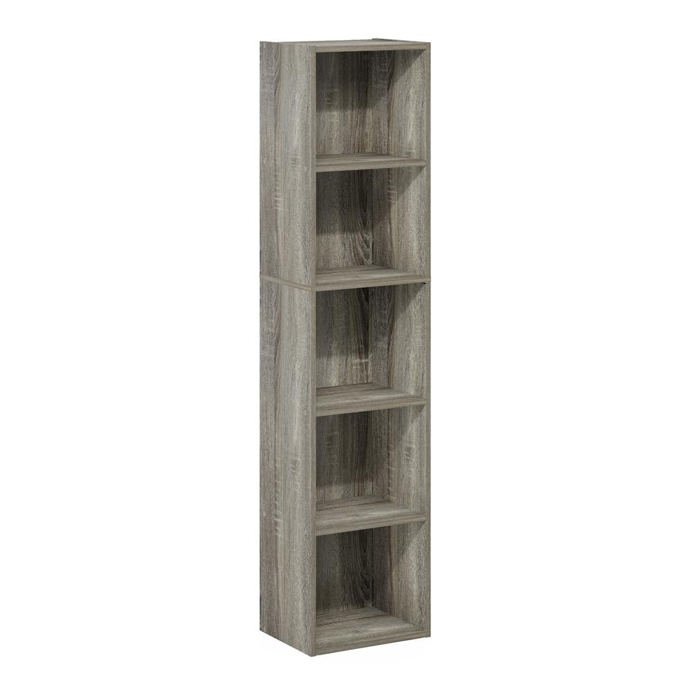Furinno Pasir 5-Tier Open Shelf Bookcase, French Oak. Picture 1