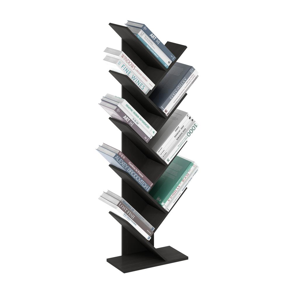 Tree Bookshelf 9-Tier Floor Standing Tree Bookcase, Espresso. Picture 4