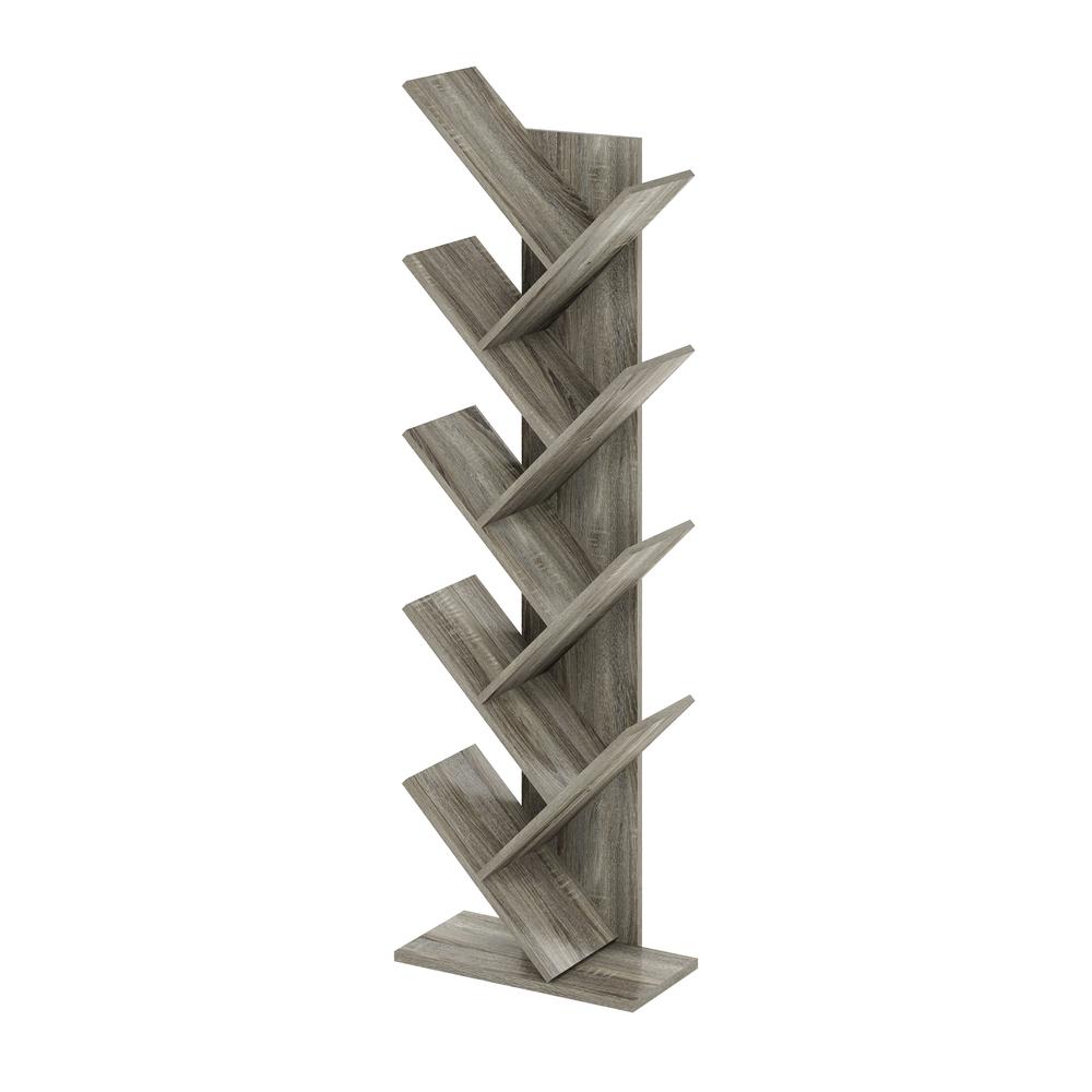 Furinno Tree Bookshelf 9-Tier Floor Standing Tree Bookcase, French Oak. Picture 1