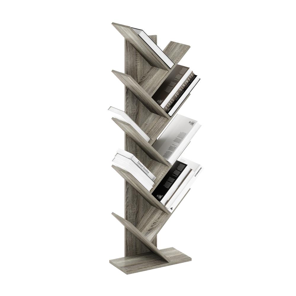 Furinno Tree Bookshelf 9-Tier Floor Standing Tree Bookcase, French Oak. Picture 3