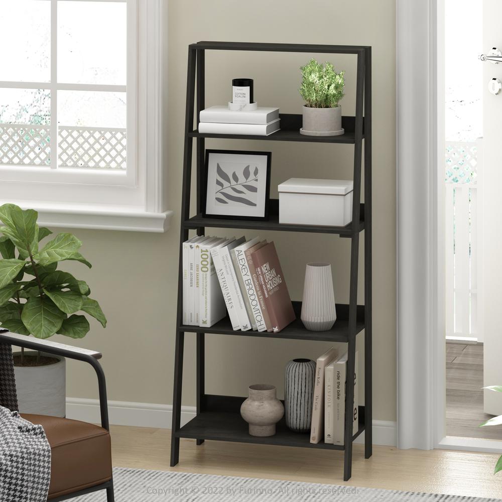 Furinno 5-Tier Ladder Bookcase Display Shelf, Espresso. Picture 6