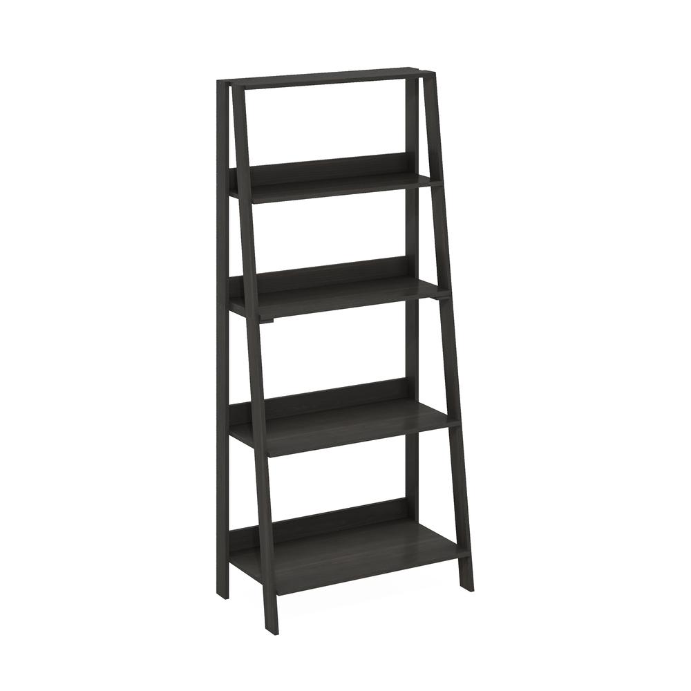 Furinno 5-Tier Ladder Bookcase Display Shelf, Espresso. Picture 1