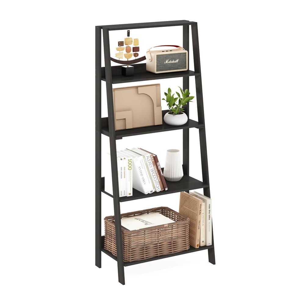 Furinno 5-Tier Ladder Bookcase Display Shelf, Espresso. Picture 3