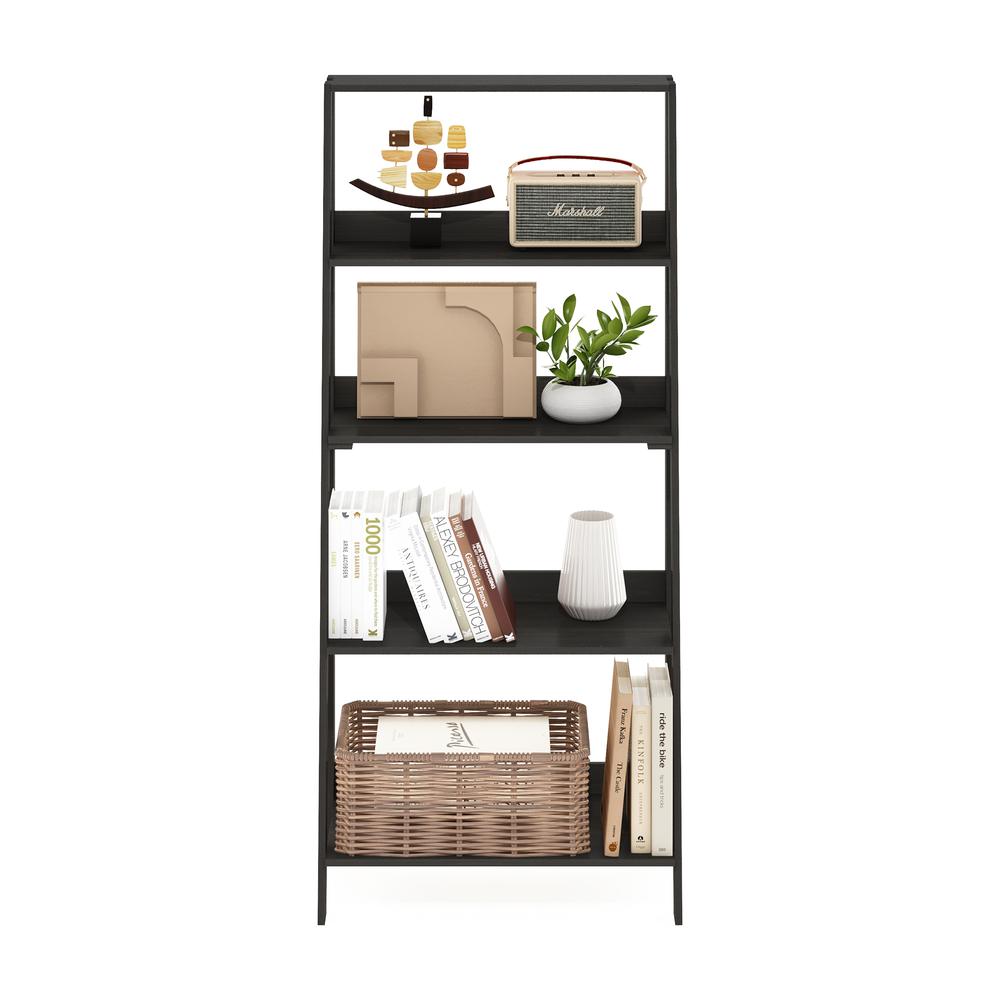 Furinno 5-Tier Ladder Bookcase Display Shelf, Espresso. Picture 5