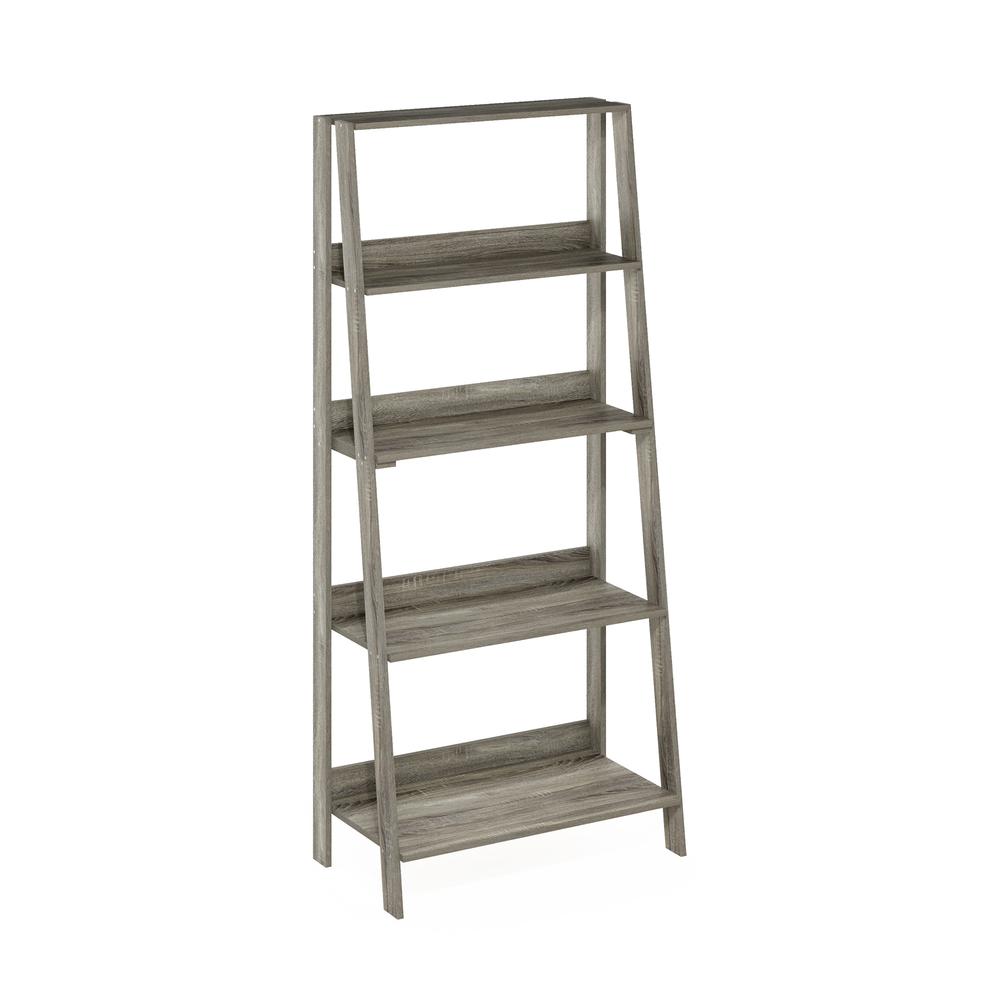 Furinno 5-Tier Ladder Bookcase Display Shelf, French Oak. Picture 1