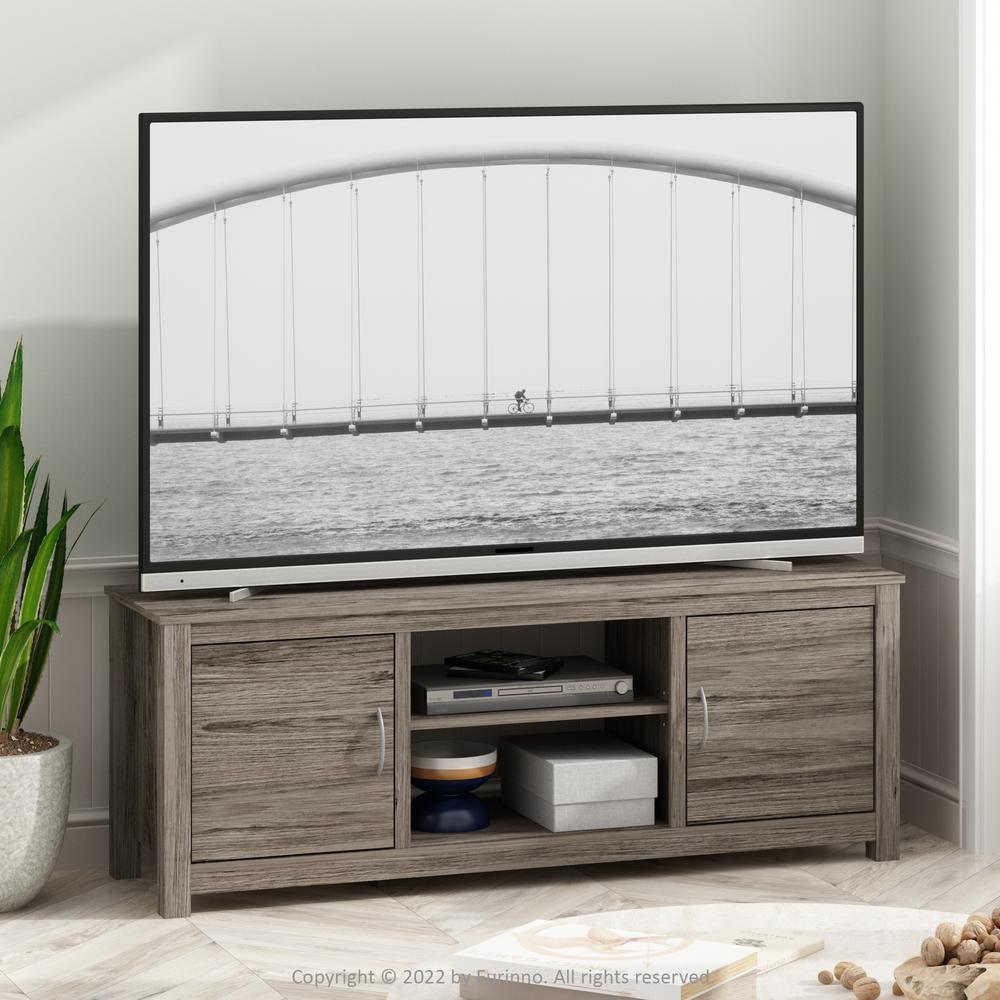 Furinno Classic TV Stand with Storage for TV up to 65 Inch, Rustic Oak. Picture 7