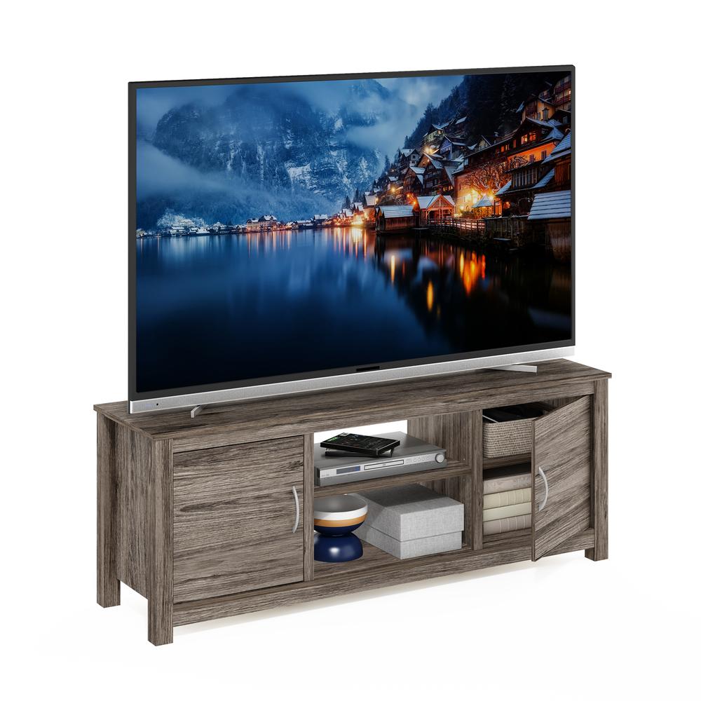 Furinno Classic TV Stand with Storage for TV up to 65 Inch, Rustic Oak. Picture 5