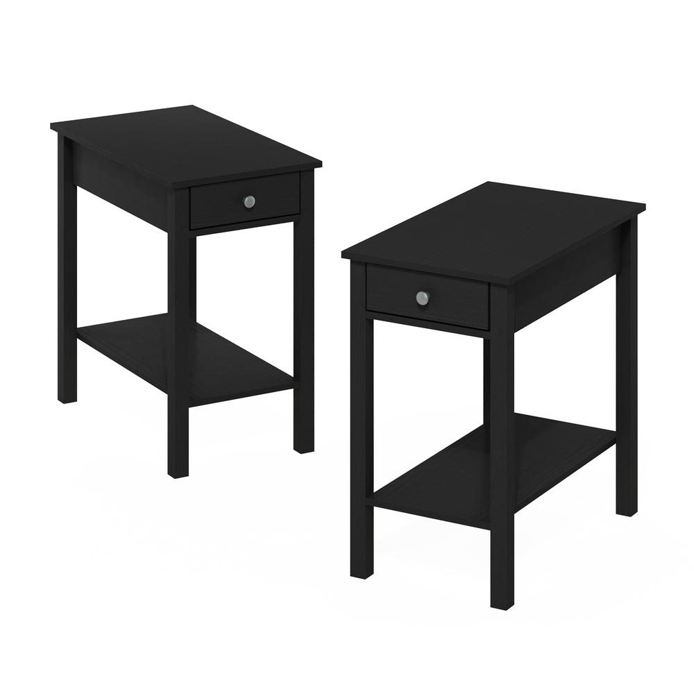 Furinno Classic Rectangular Side Table with Drawer, Set of 2, Americano. Picture 1