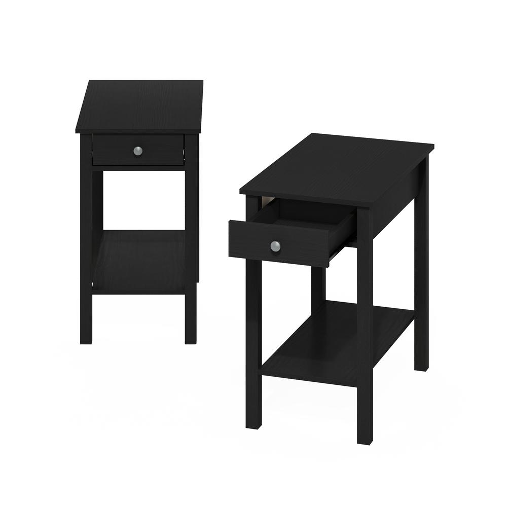 Furinno Classic Rectangular Side Table with Drawer, Set of 2, Americano. Picture 3