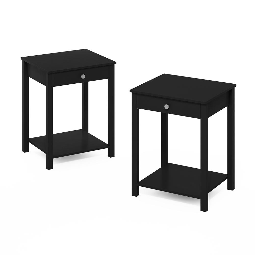 Furinno Classic Side Table with Drawer, Set of 2, Americano. Picture 1